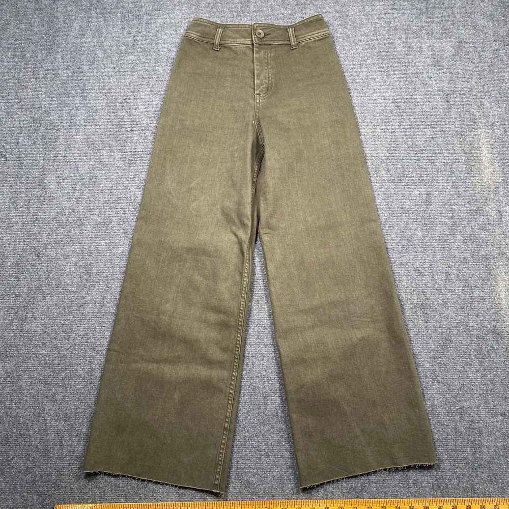 Wide Leg High-Rise Pants in Olive Green